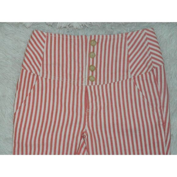 Free‎ People Pants Red White Striped Frankie High Waist Skinny Nautical Size  0 - Picture 6 of 13